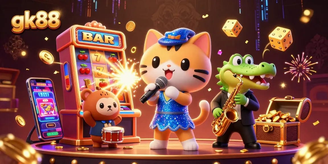 Spin and win with gk88 at this vibrant online casino featuring dynamic characters and jackpot excitement.