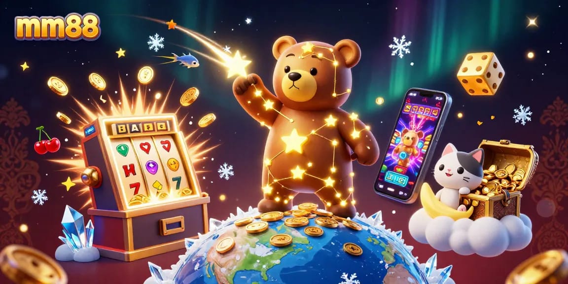 Win big at mm88 with an exciting casino scene featuring dynamic gaming elements and vibrant characters.