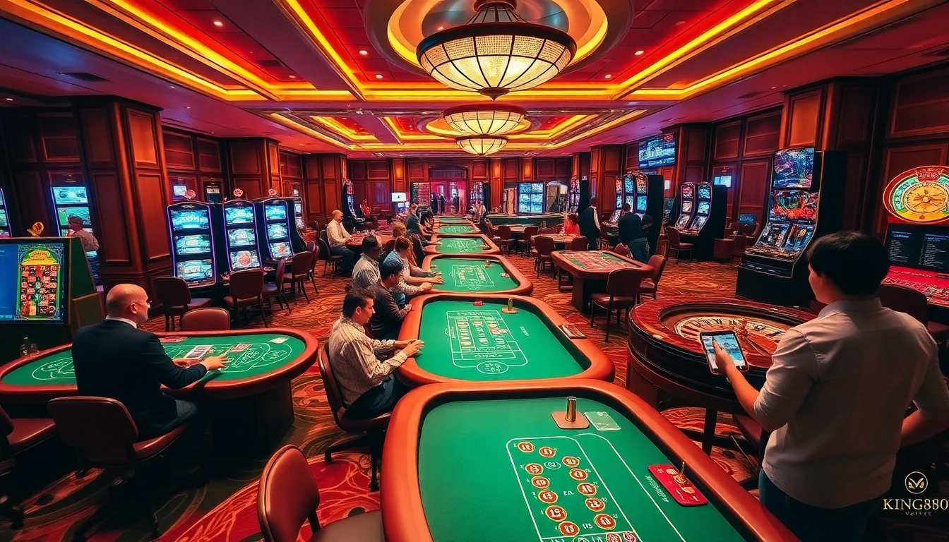 Win big at https://king88.vote/ with an exciting casino scene featuring tables and slot machines.