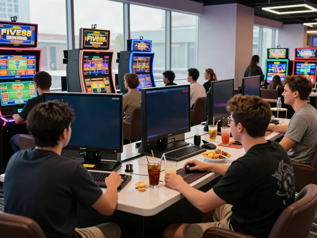 Engaged players enjoying a lively gaming experience at five88.