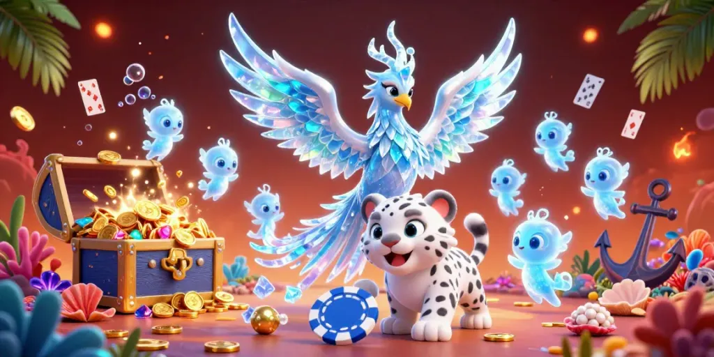 Experience thrilling gaming at phimmoi with a captivating ice phoenix scene filled with vibrant casino elements.