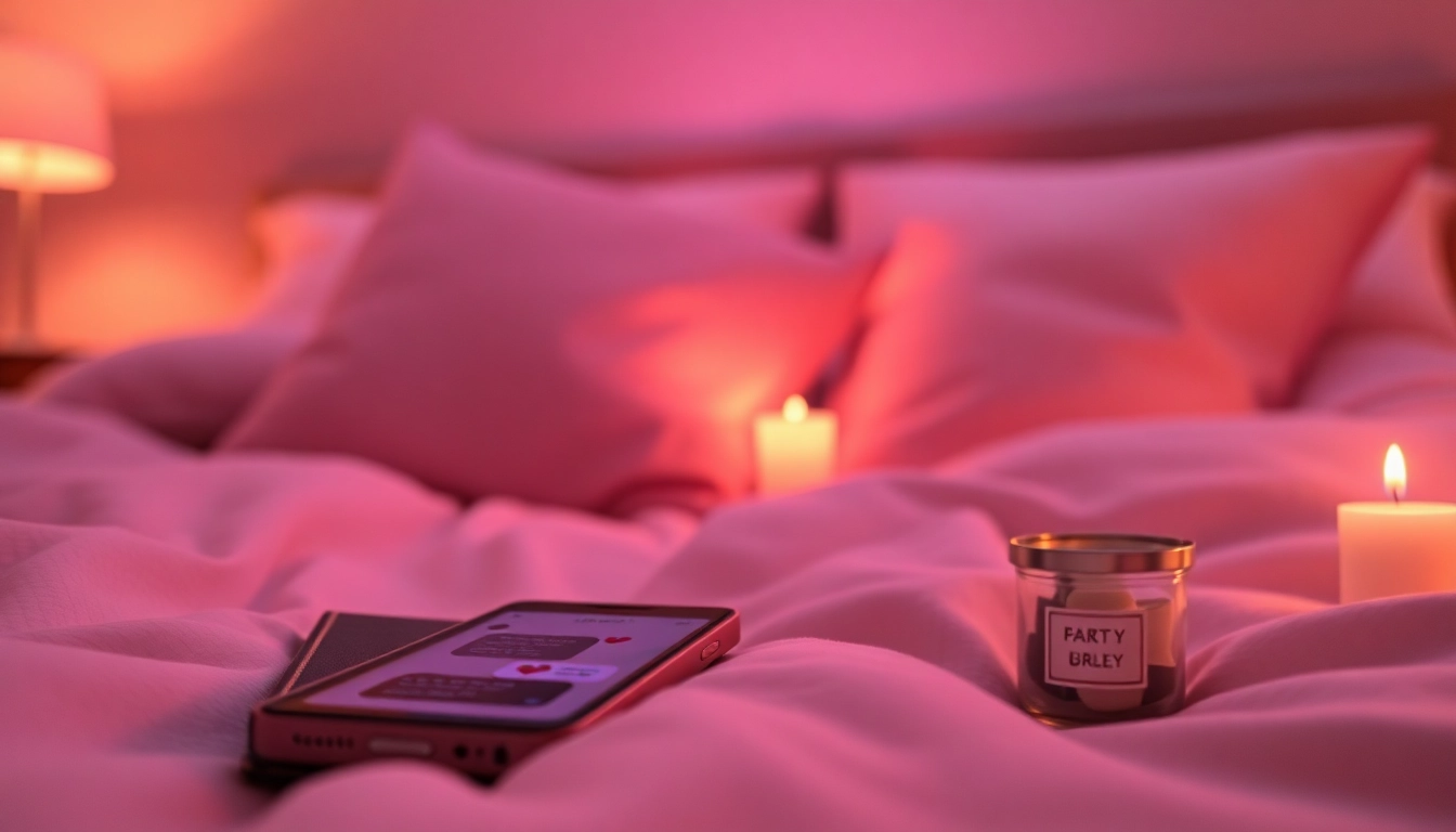 Sexting AI interaction on a modern smartphone in a romantic, intimate setting.