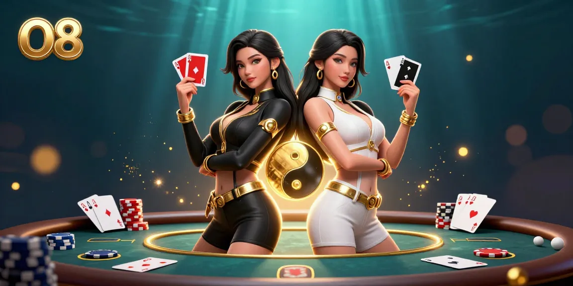Engage in high-stakes poker at O8's dynamic casino scene with captivating illustrations.