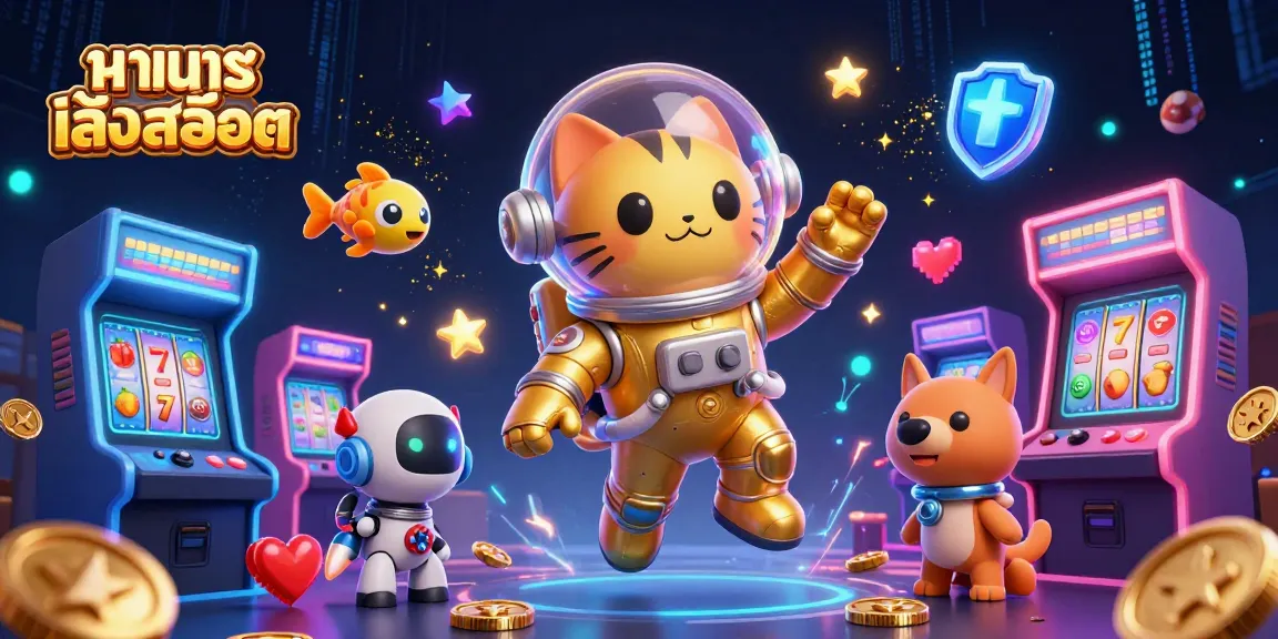 Spin slot reels and explore ทดลองเล่นสล็อต in this vibrant cosmic casino scene!