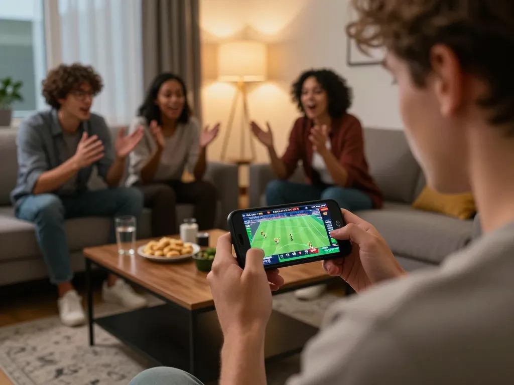 rik88 user engaging in live sports betting on smartphone during exciting game