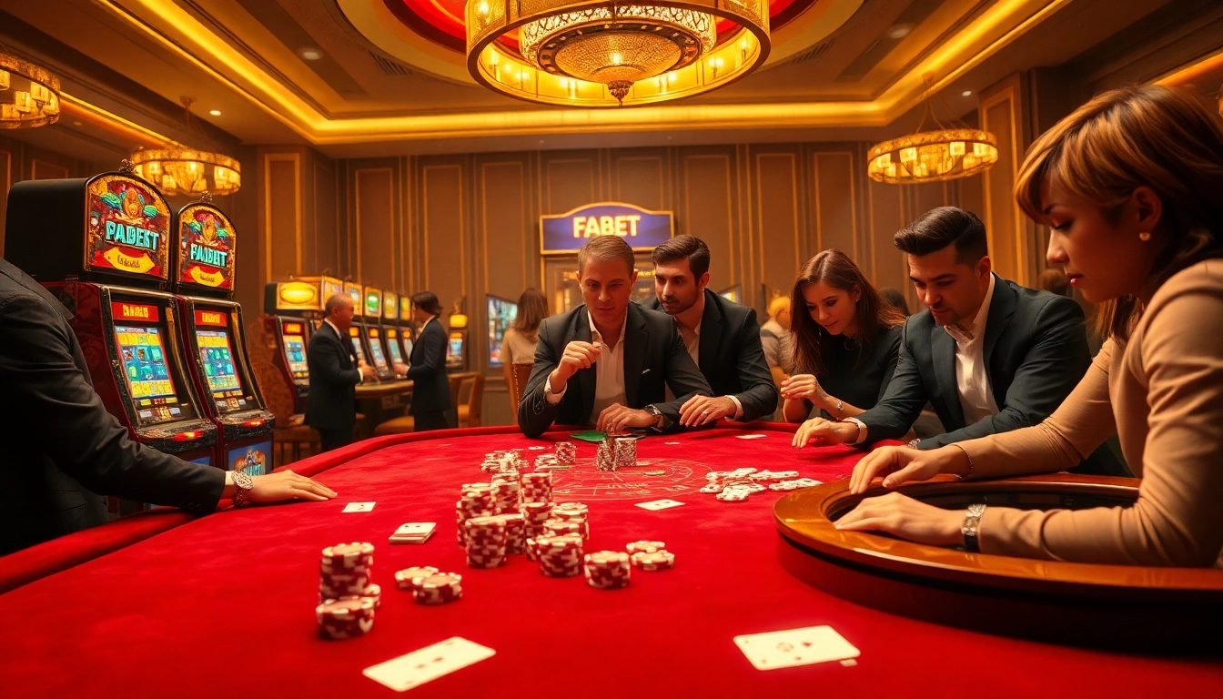 Experience the thrill of winning with FABET at elegant casino tables and vibrant slot machines.