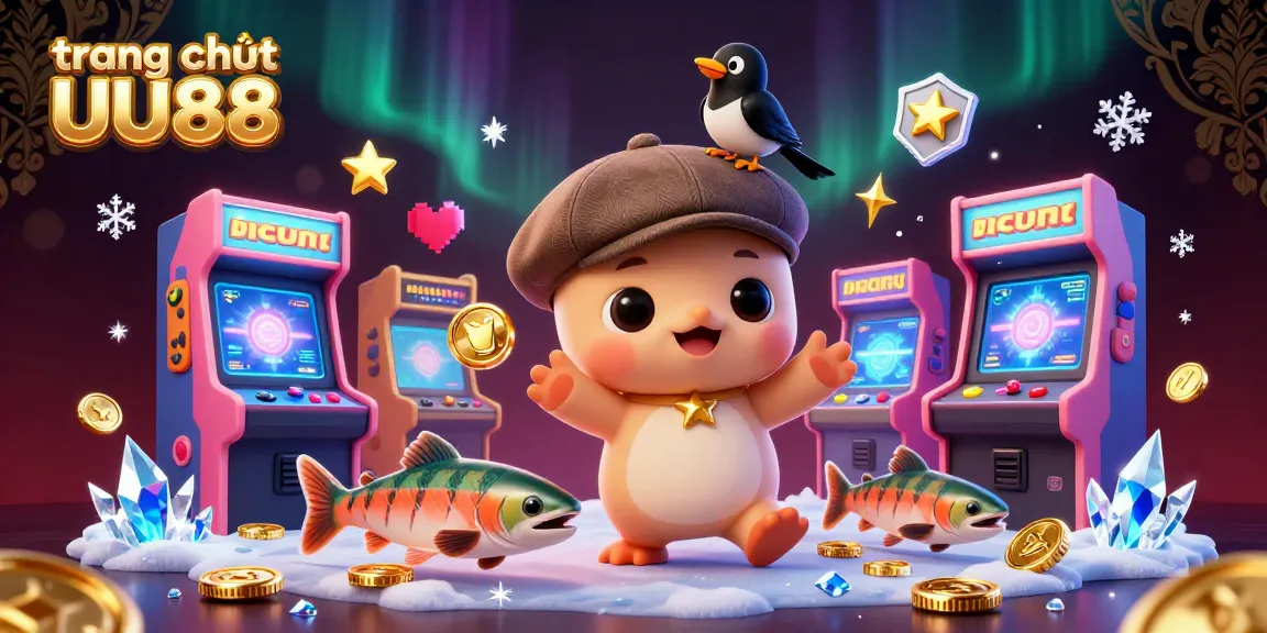 Experience the excitement of slots at trang chủ UU88 with vibrant 3D characters and casino game elements.