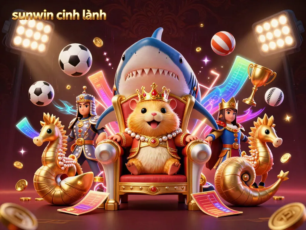 Enjoy the thrill of sunwin chính hãng with a mighty hamster king surrounded by sports and casino excitement.