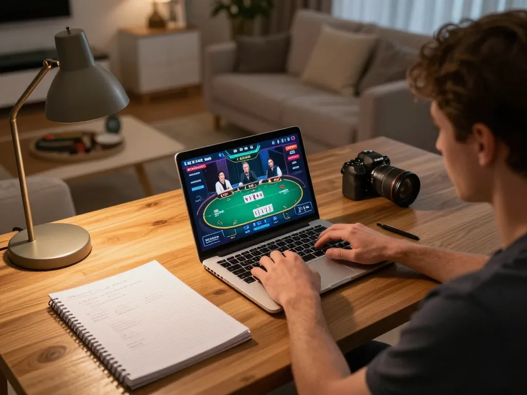 ku bet online player enjoying poker game during relaxing home session