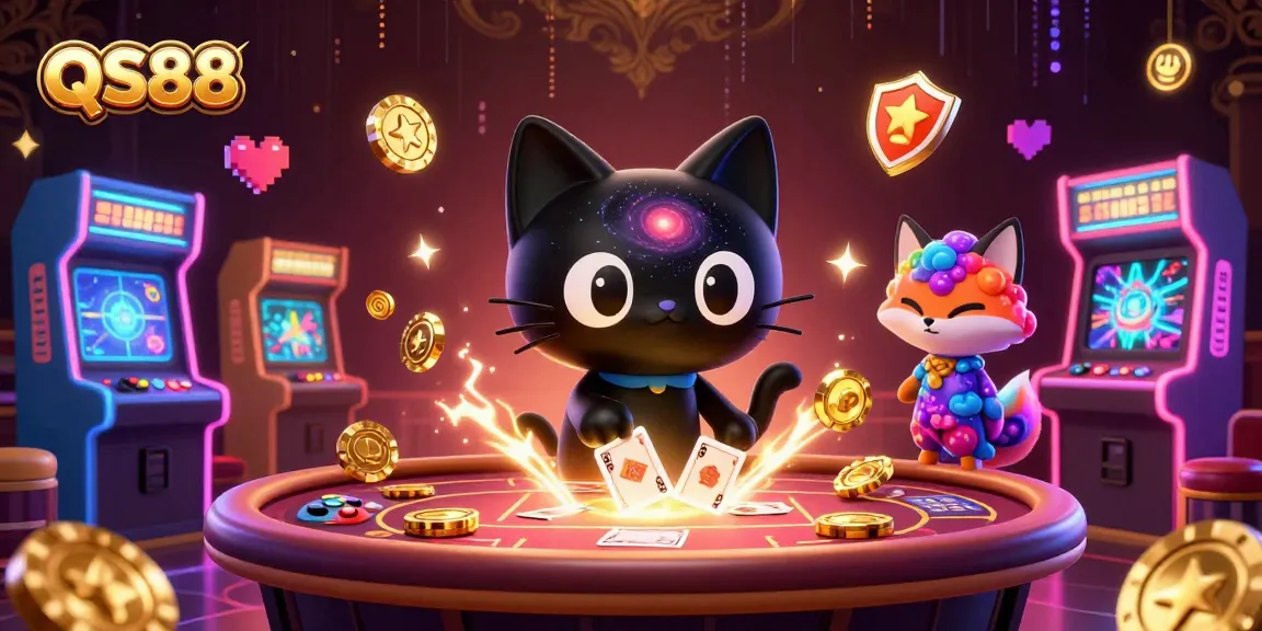 Experience thrilling gameplay with QS88 at the center of a cosmic casino, filled with enchanting elements.
