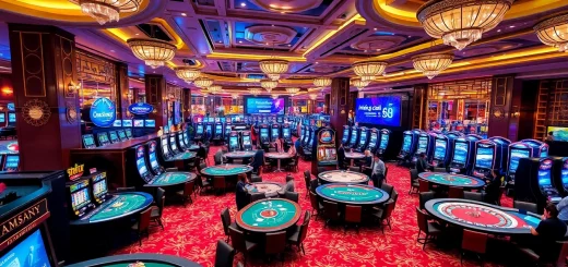 Exciting gaming action at nhà cái s8 casino with vibrant roulette wheels and poker games.