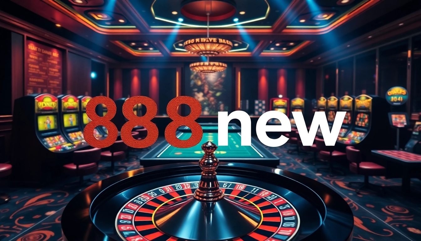 Experience the vibrant gameplay at 888new, featuring luxurious casino tables and dynamic slot machines.