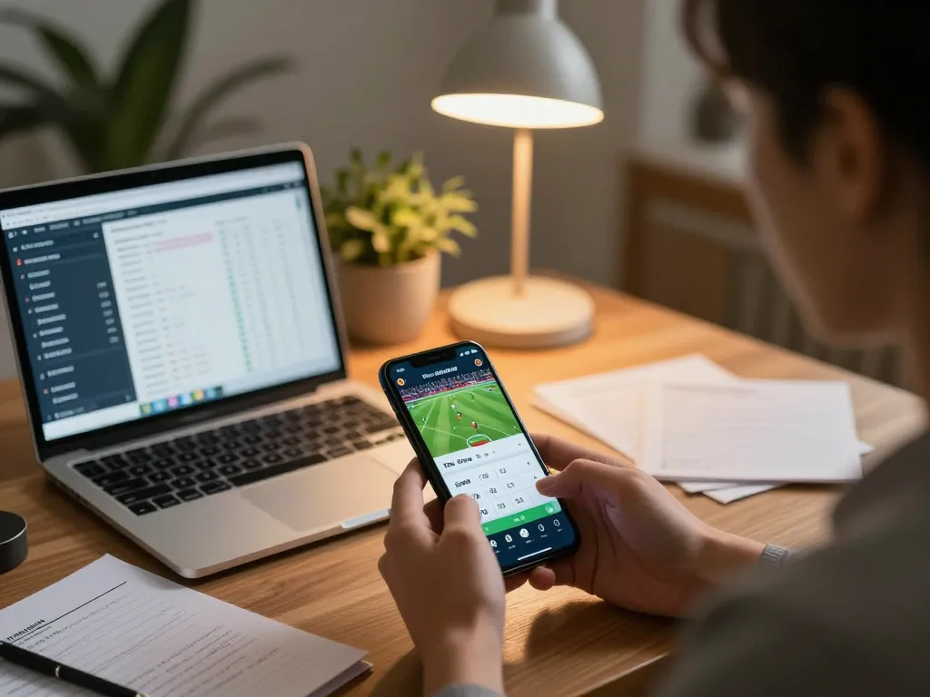 Lu88 players engaging in mobile sports betting from home, leveraging real-time analytics and strategy.