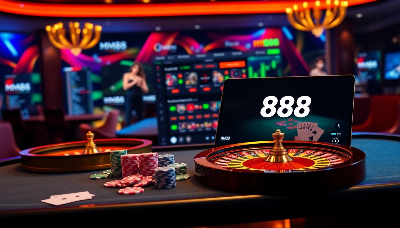 Engaging casino scene showcasing mm88 link on an online gambling platform.