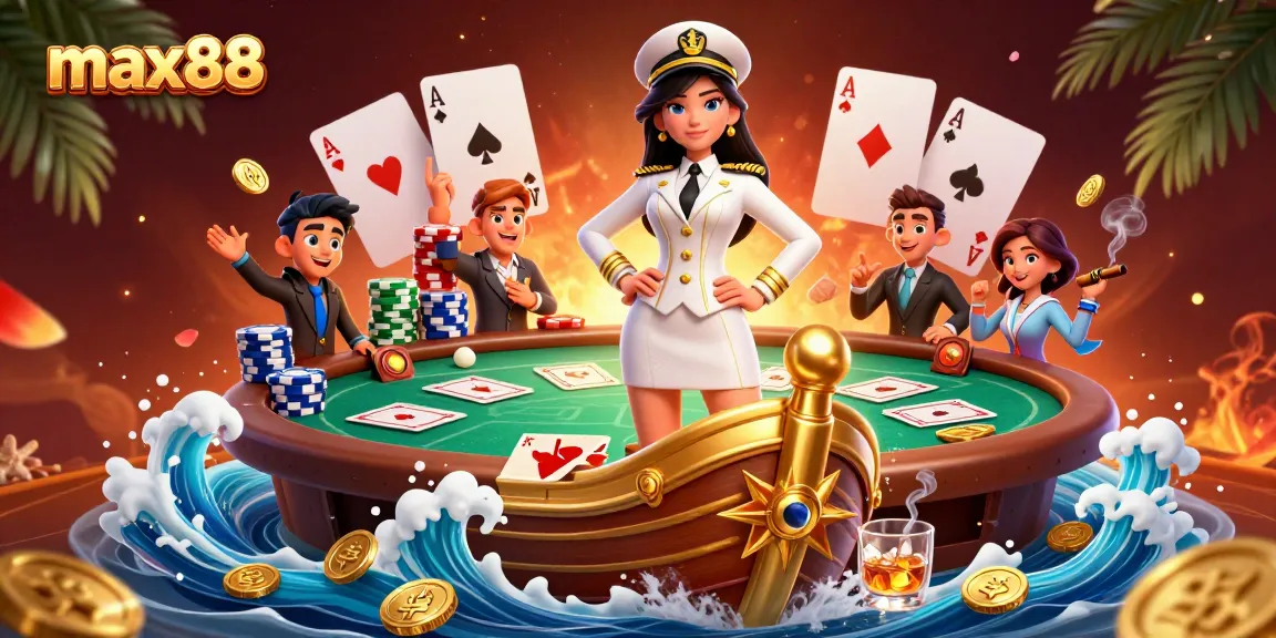 Experience thrilling poker action at max88 with chips, cards, and vibrant casino atmosphere.