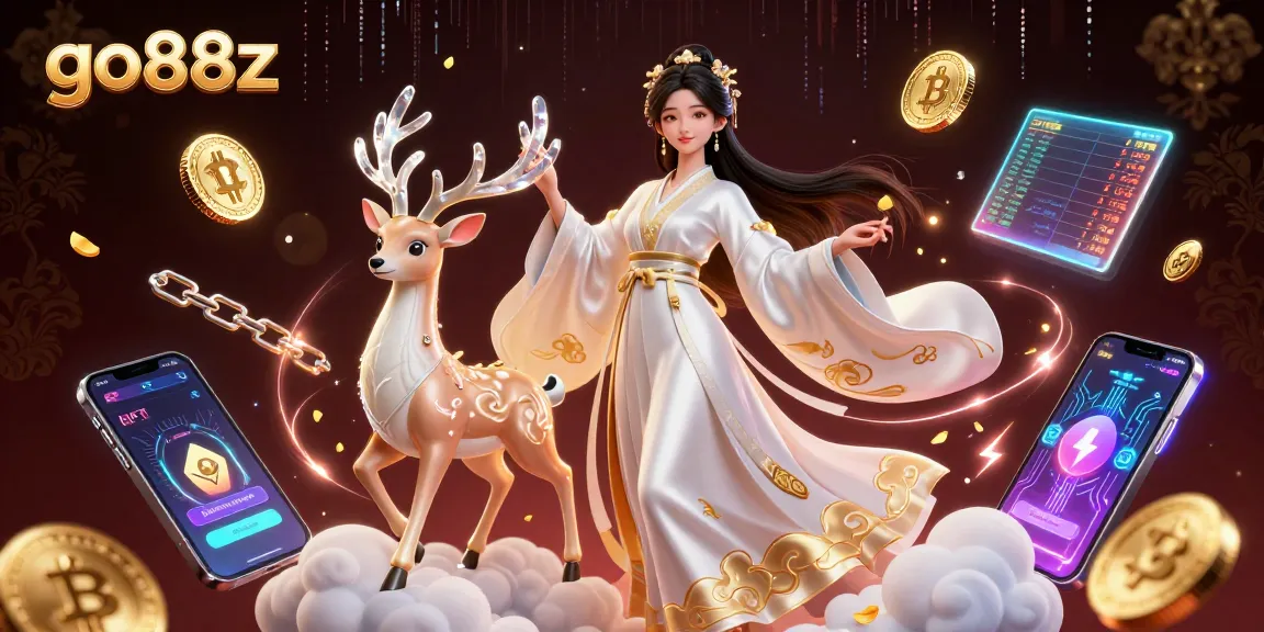 Experience thrilling gameplay at go88z with a majestic Asian woman and a celestial deer in an immersive casino scene.