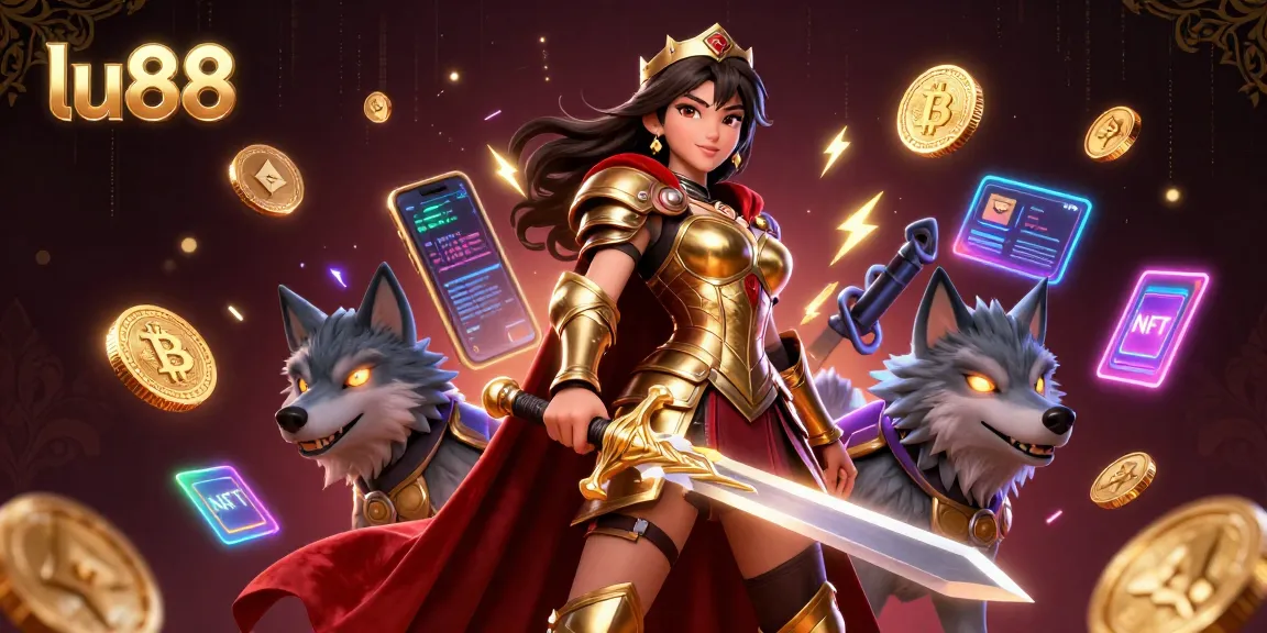 Experience exciting gameplay at lu88 with a stunning warrior queen and crypto elements.