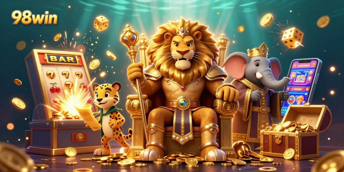 Experience the thrill of 98win with a vibrant jackpot scene filled with adventure and excitement.