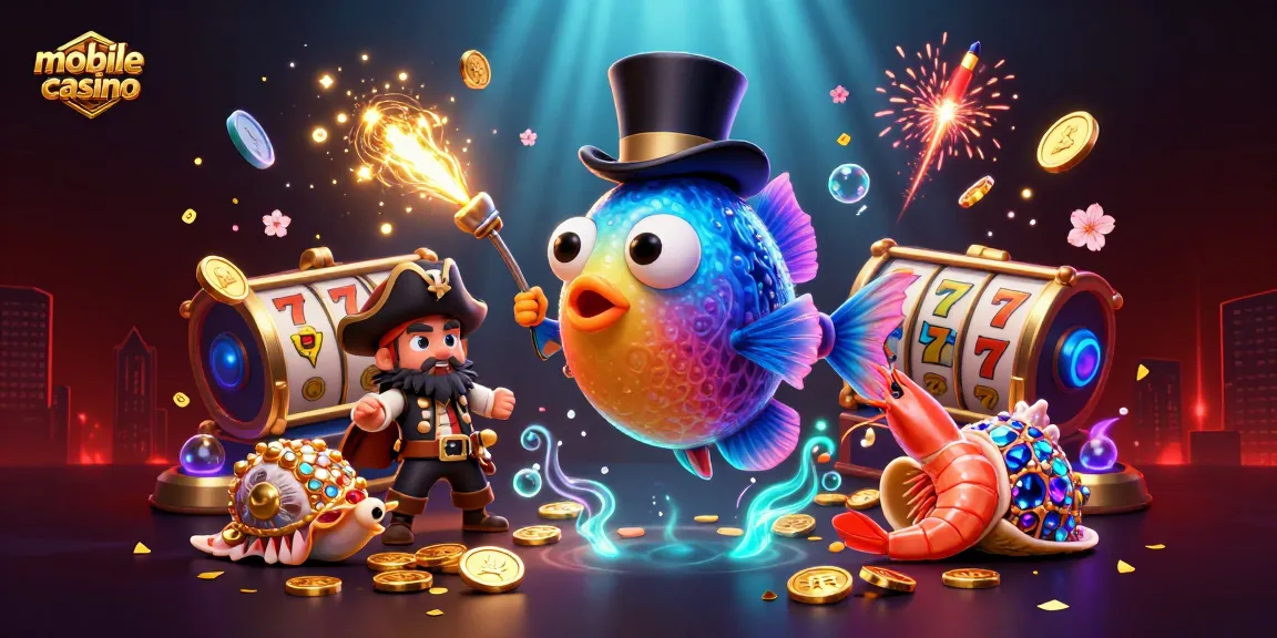 Experience the excitement of a mobile casino with vibrant characters and classic game elements.